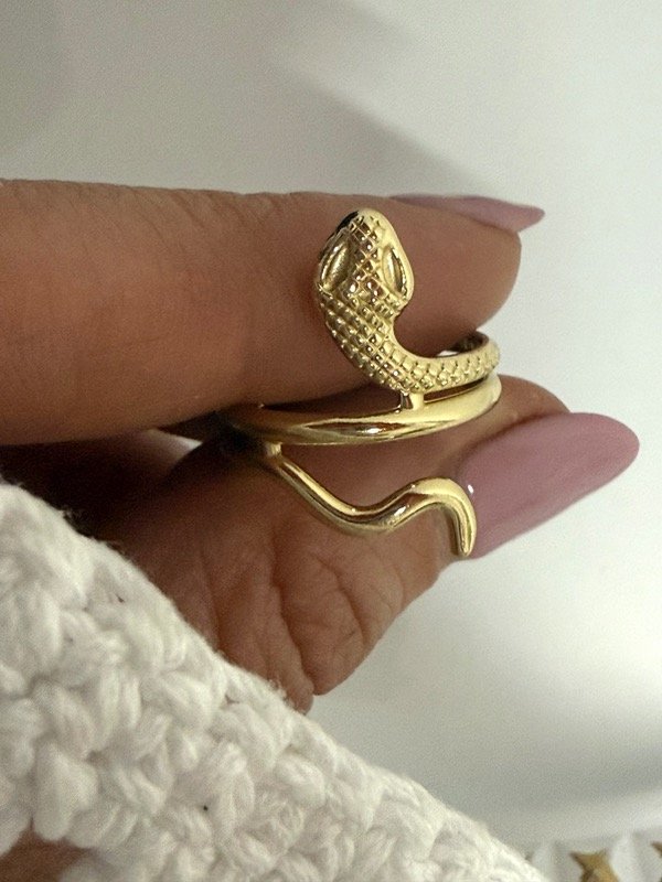 Producto - ND77 Anillo snake acero dorado