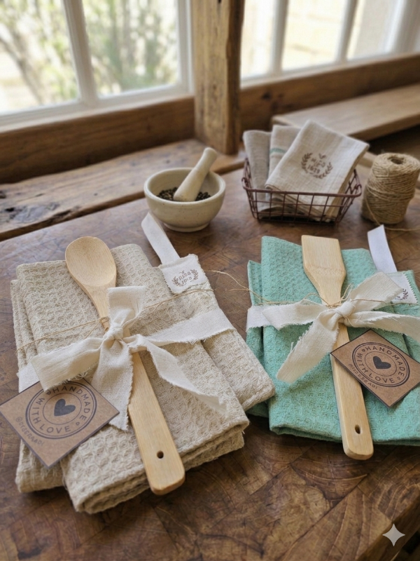 Producto - Kit agarradera + repasador + cuchara de madera - 0