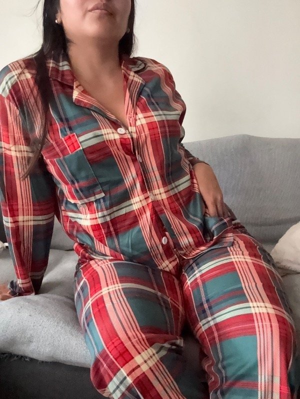Producto - Pijama camisero cuadrillé rojo