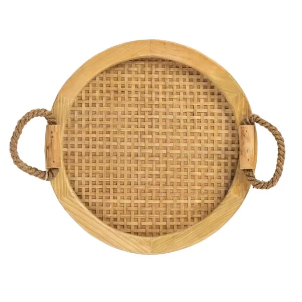 Producto - Bandeja Madera y Ratan red c/manija