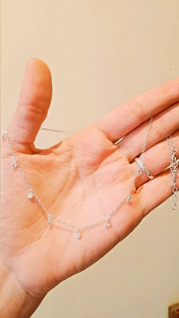 Producto - Cadena de Plata 40cm más prolongador y Cubics de 3cm