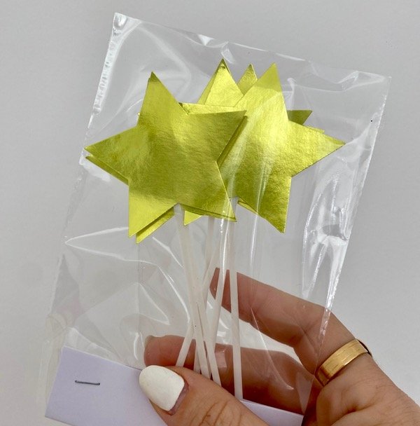 Producto - CAKE TOPPER ESTRELLAS DORADAS X 6 UNIDADES