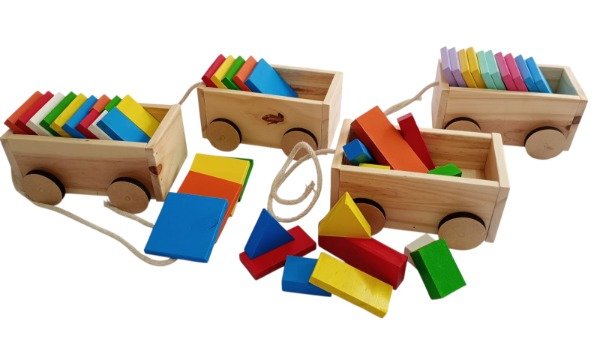 Producto - Bloques de madera con carrito de arrastre