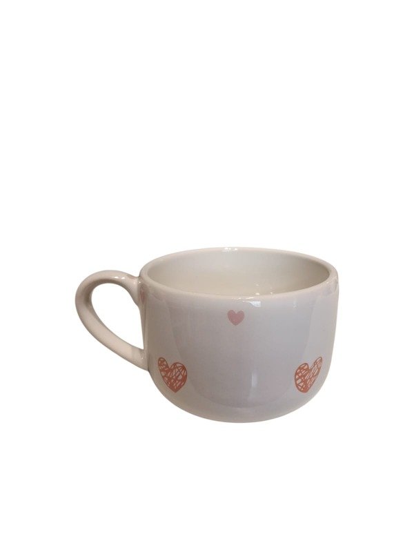 Producto - Tazon blanco corazones rosas