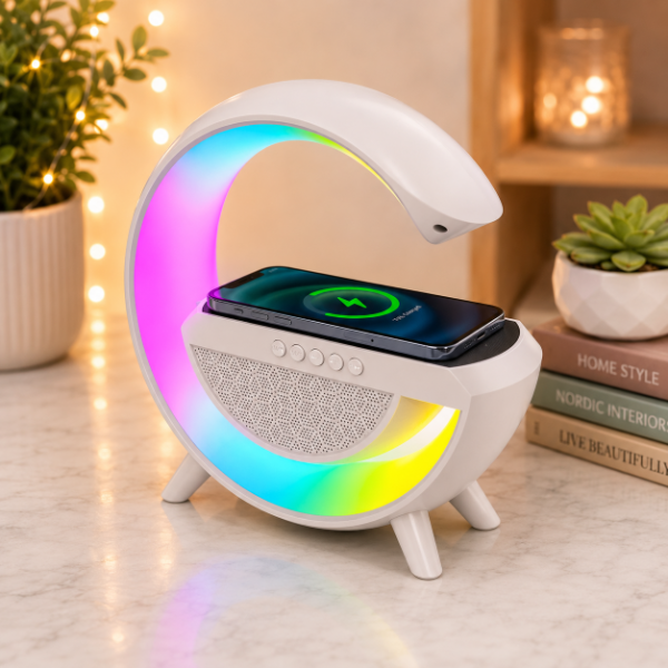 Producto - Parlante Lampara G Bluetooth Cargador Inalambrico con Luces RGB