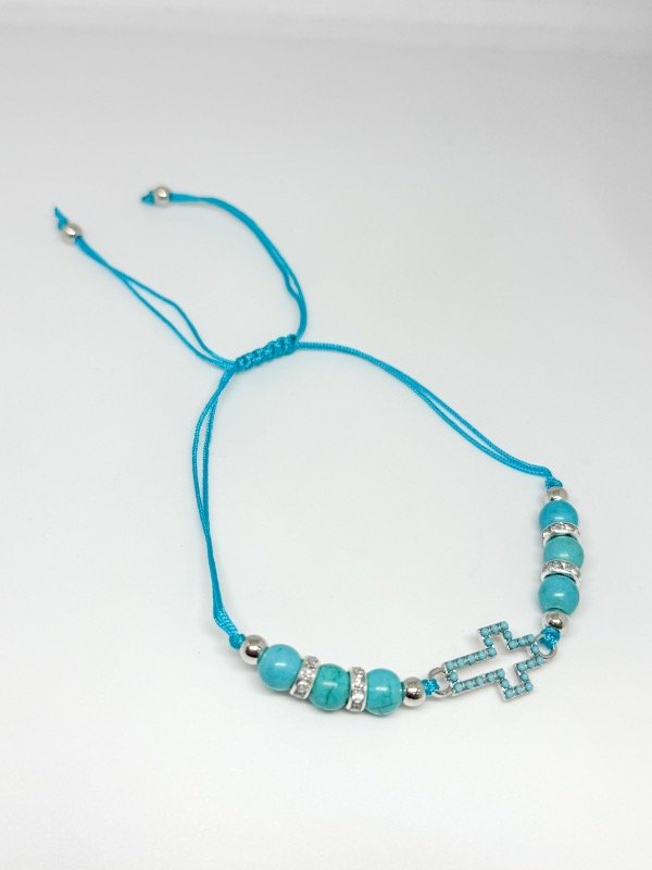 Producto - Pulsera de hilo y piedra dije cruz