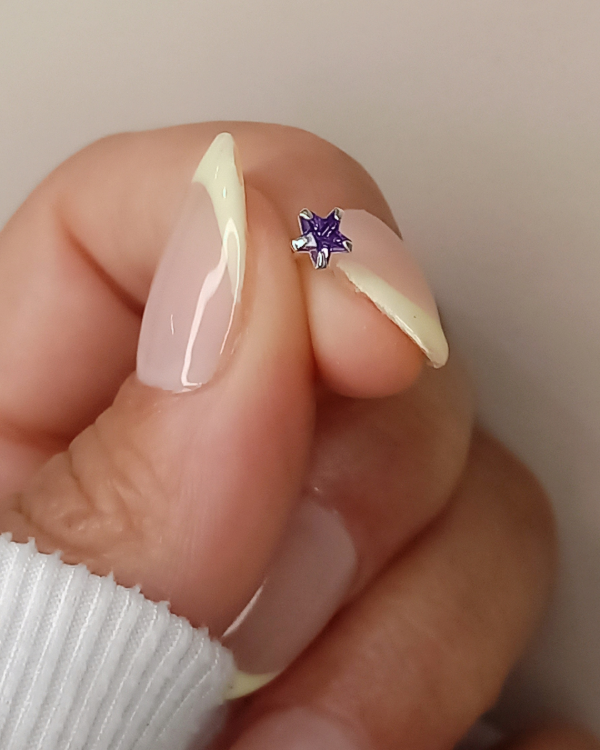 Producto - Aros mini Estrella cubics violeta Plata925