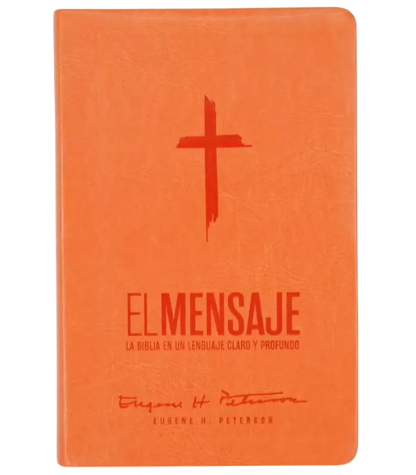 Producto - BIBLIA EL MENSAJE IMITACIÓN PIEL NARANJA