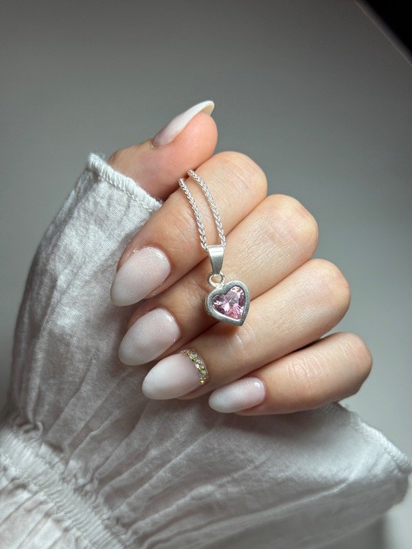 Producto - Dije piedra corazón rosa - 1