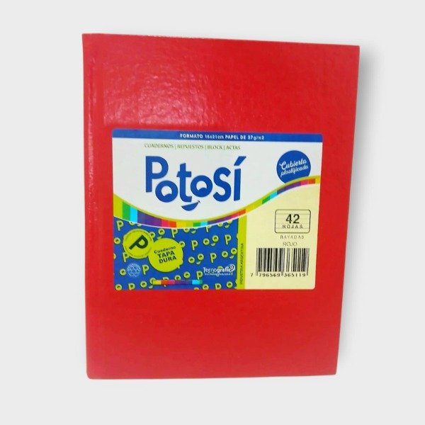 Producto - Cuaderno Potosi tapa dura rojo 42 hojas rayadas