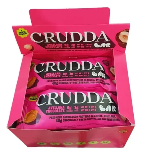 Producto - Caja cerrada x 10u. barras proteica sabor AVELLANAS - Crudda
