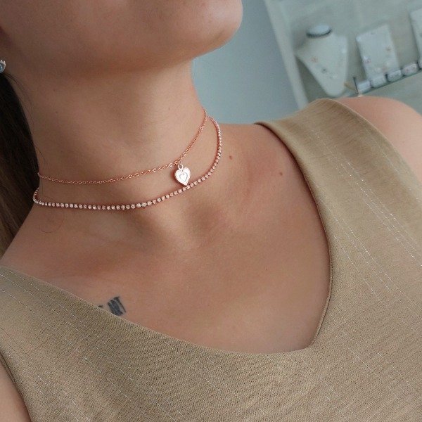 Producto - Choker doble rose corazón