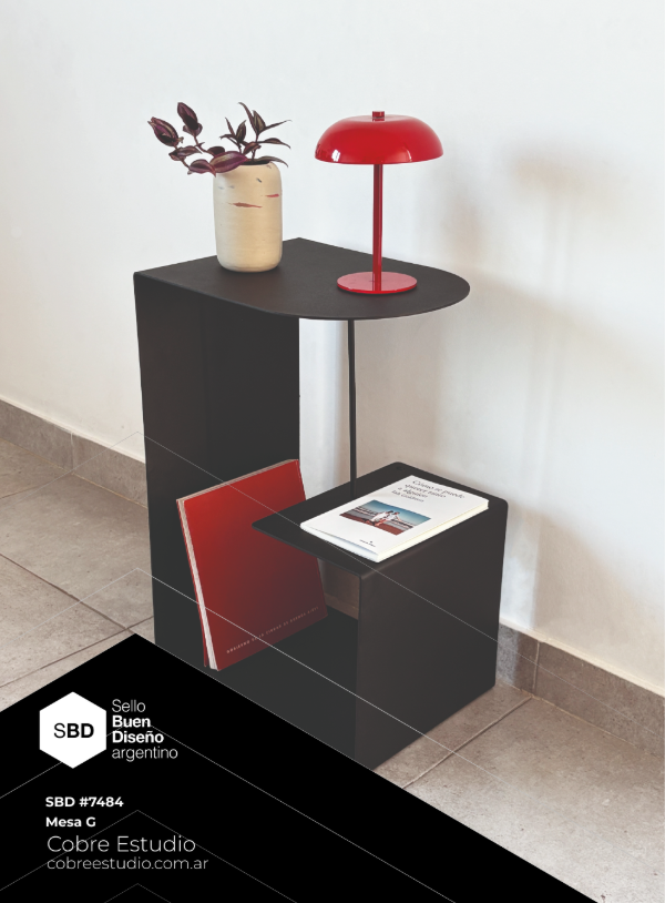 Producto - Mesa auxiliar/de luz G - 3 posiciones, chapa plegada - Color: Negro - 0