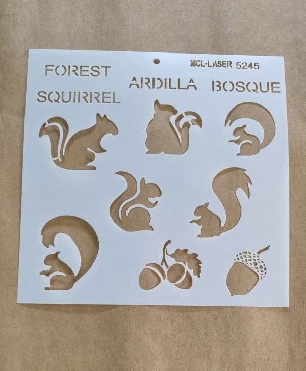 Producto - St 5245 de 20x20 cm Stencil Ardillas