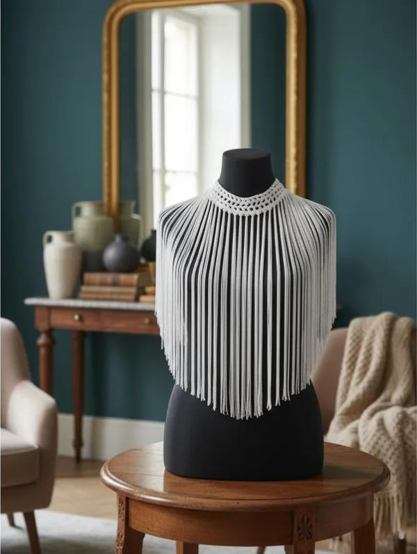 Producto - Collar De Flecos De Seda Recto Blanco