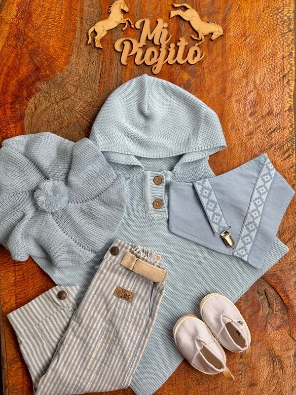 Producto - Poncho de hilo Celeste Pastel - 3