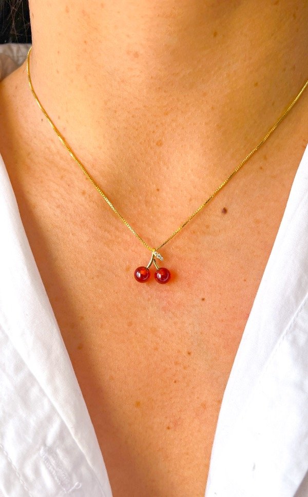 Producto - Collar cherry (A. Dorado)