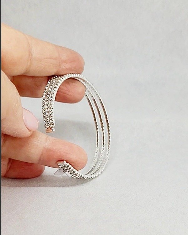 Producto - Pulsera Bijou - Triple vuelta de strass - Flexible y Ajustable - P 746 - 3