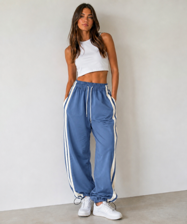 Producto - Pantalon con franja celeste - 1