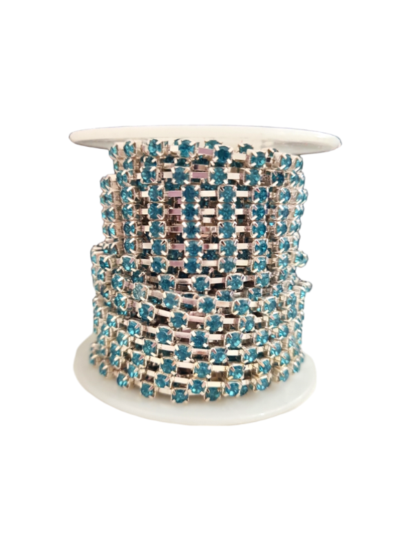 Producto - TIRA DE STRASS CELESTE PLATEADO