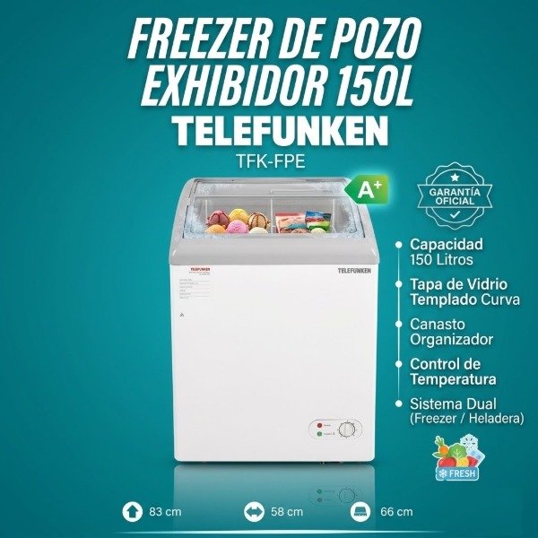 Producto - FREEZER POZO TELEFUNKEN  TFK-FPE 150LTS TAPA VIDRIO