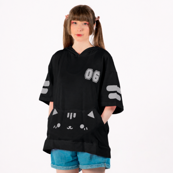 Producto - Remera Gatito Pocket Nyan Negro Moda Kawaii - 0