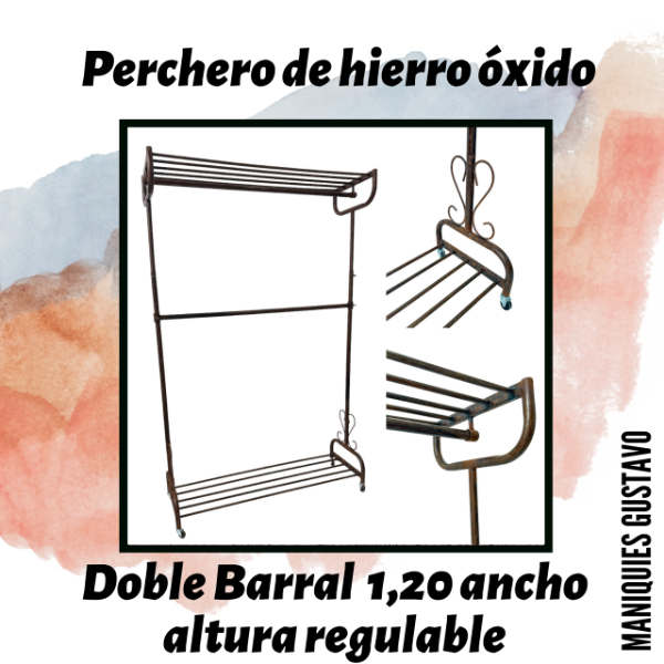 Producto - Perchero doble parrilla doble barral de hierro negro