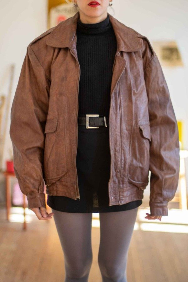 Producto - Bomber Brown Leather Talle:L - 1