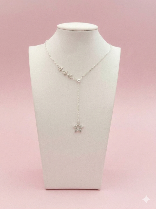 Producto - Collar de acero blanco Estrellitas