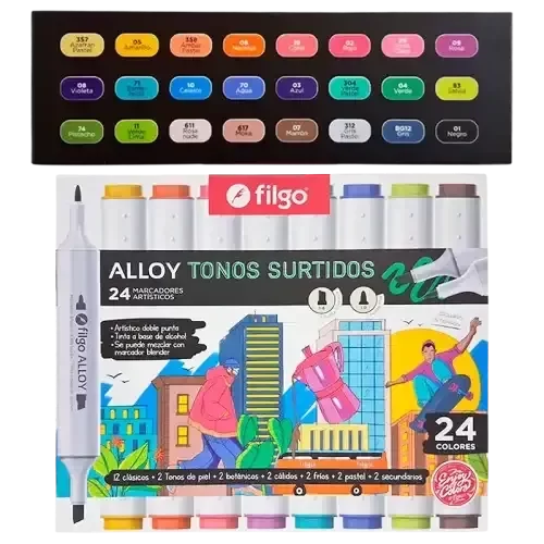 Producto - MARCADORES ARTISTICOS FILGO ALLOY DOBLE PUNTA VALIJA X24U