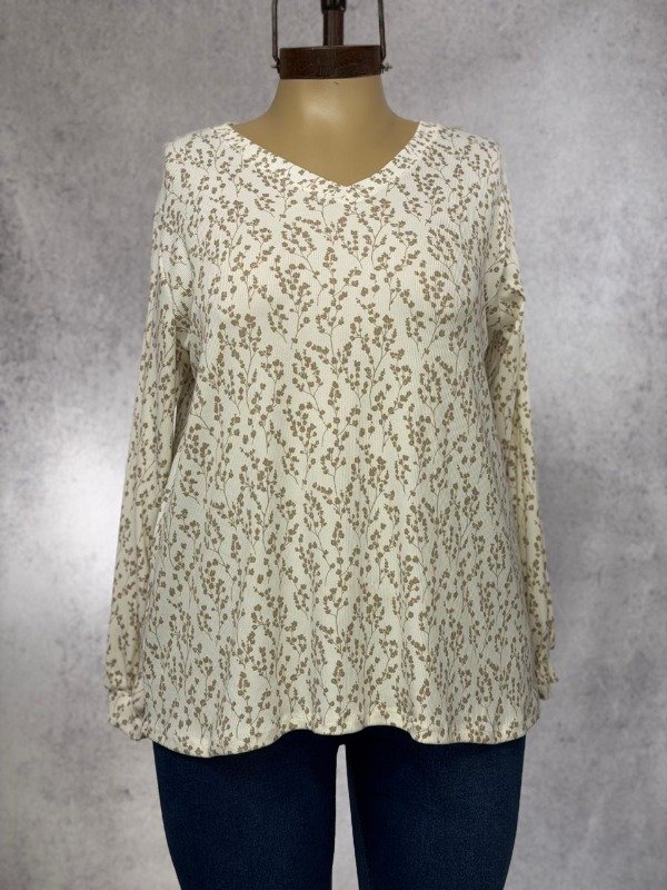 Producto - REMERA FLORES BEIGE Y BLANCA MORLEY