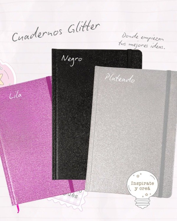 Producto - Cuaderno A5 Tapa Dura Glitter - 0