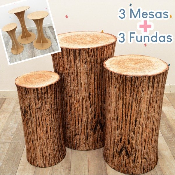 Producto - Kit de 3 Mesas Cilíndricas con Fundas 30/60 40/70 50/80cm