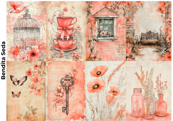 Producto - Bendita Seda 015 Shabby color salmón (Decoupage)
