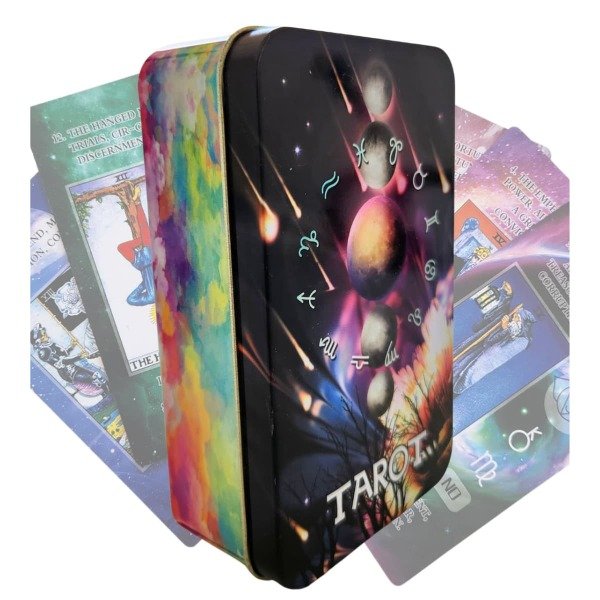 Producto - Tarot Rider Waite Signos Del Zodiaco Caja Metálica Grande Importado