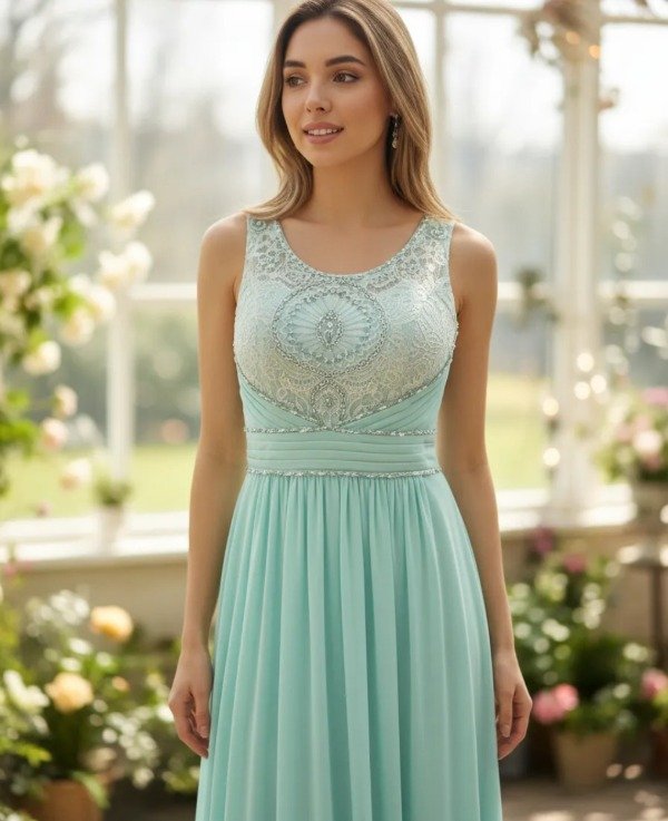 Vestido largo elegante bordado delicado — imagen 5