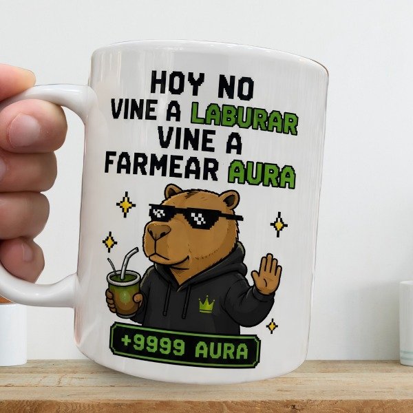 Producto - Taza de Cerámica Oficina - Farmeando Aura -