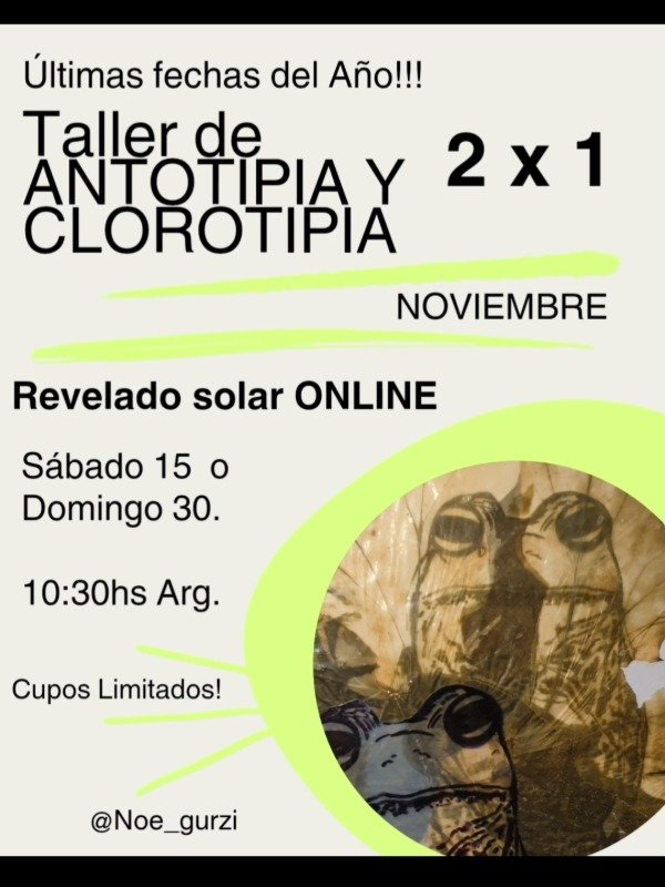 Producto - Taller de Revelado solar, ANTOTIPIA Y CLOROTIPIA.