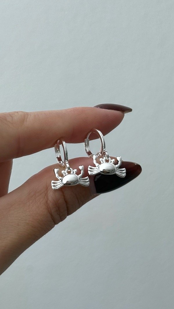 Producto - Argollas 12mm dije cangrejo ACERO BLANCO