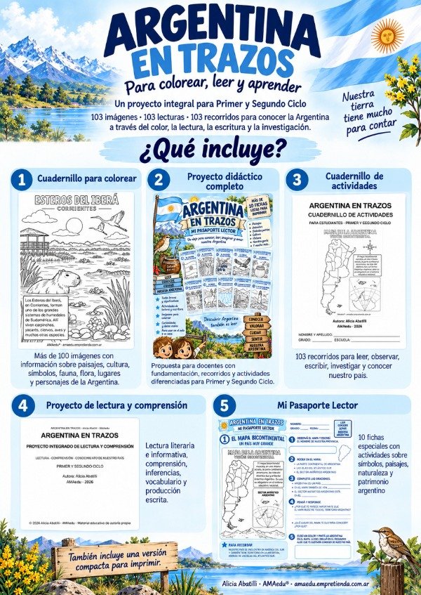 Producto - ARGENTINA EN TRAZOS - Para colorear, leer y aprender - 2