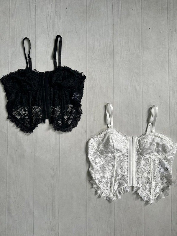 Producto - [5274] IMPORTADO Corset c/ballenas y volados bretel regulable encaje