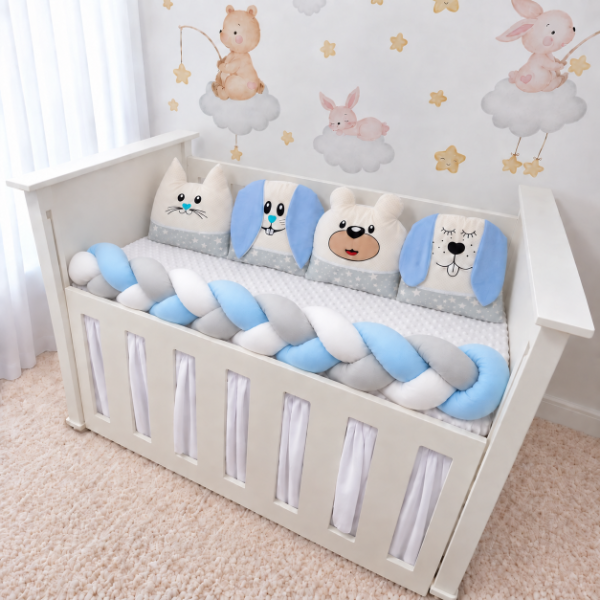 Producto - Set de Chichoneras para Cuna Tomas Nórdico Celeste