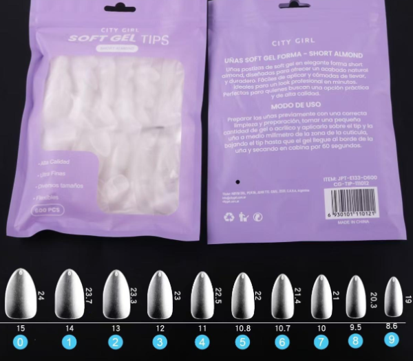 Producto - Tips Soft Gel Almendra Corta City Girl x600