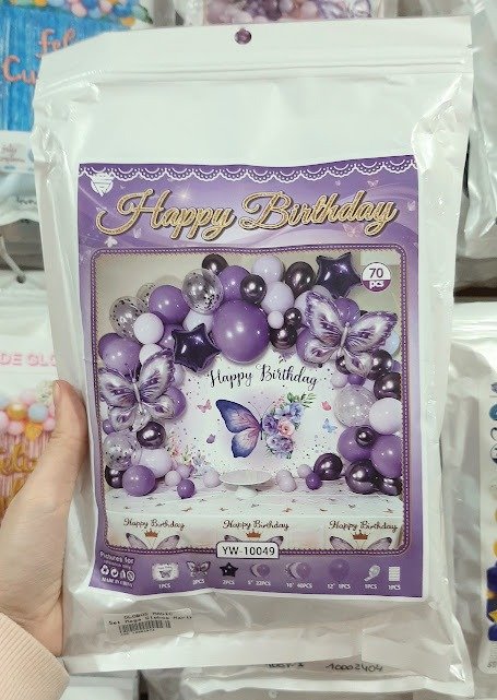 Producto - Set Mega Globos Mariposa 70 piezas Lila Violeta