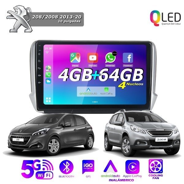 Producto - MULTIMEDIA PEUGEOT 208/2008 2013/23 - 4G 64M - 9" CON CAR PLAY Y ANDROID AUTO