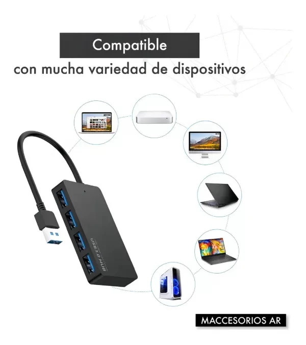 Producto - Hub 4 Puertos Usb 3.0 5gbps Mac - Win- Linux - Premium
