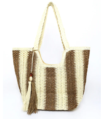 Producto - Bolso de rafia marron y blanco