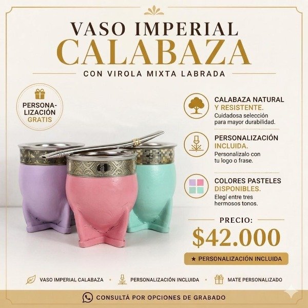 Producto - Mate Imperial Calabaza  - colores PASTELES