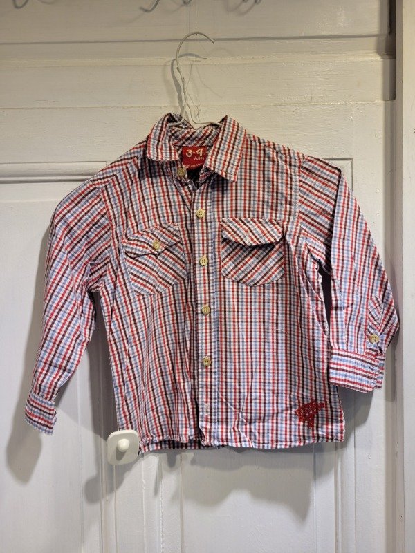 Producto - Camisa GRISINO cuadrillé colorado y azul-Talle 3/4 años- PRECIO: 8X
