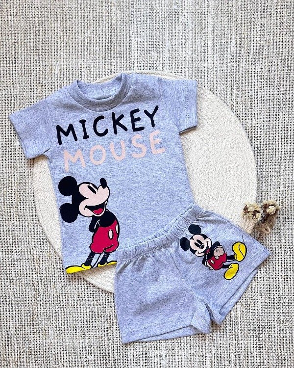 Producto - CONJUNTO MICKEY REMERA Y SHORT GRIS MELANGE